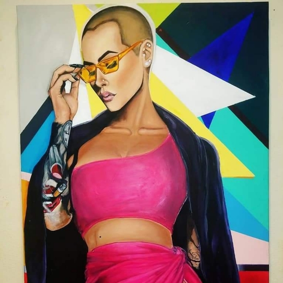 Amber rose acrylic painting